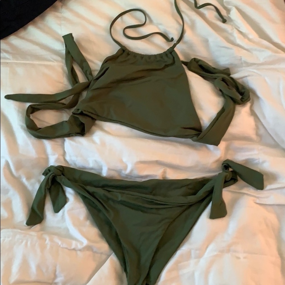 Green halter top bikini from L space